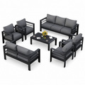 Aluminum Patio Furniture Set, 7 Piece Metal Outdoor Set, Patio Furniture Set with Waterproof Covers for Backyard Garden(Grey)