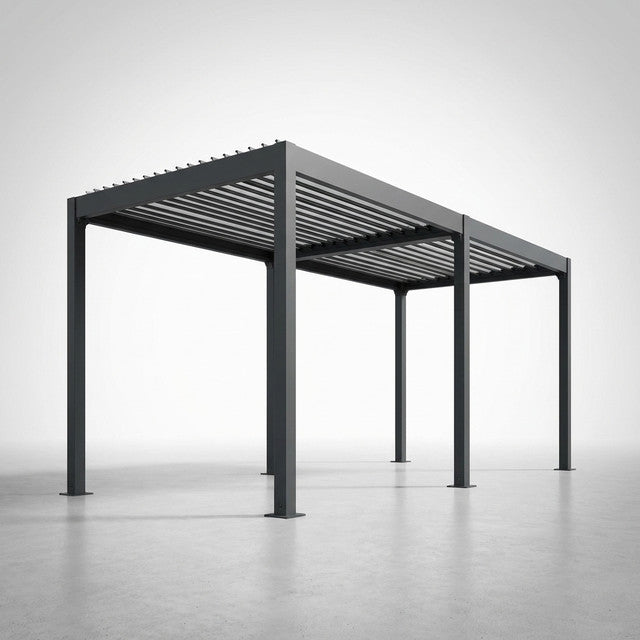 All-Aluminum Louvered Pergola 12 Ft X 20 Ft, Outdoor Pergola with Adjustable Louvered Roof, Reinforced Aluminum Frame, Integrated Drainage System, Hardtop Gazebo for Patio, Deck, Gray — Studio Shot