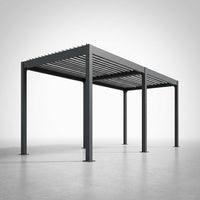 All-Aluminum Louvered Pergola 12 Ft X 20 Ft, Outdoor Pergola with Adjustable Louvered Roof, Reinforced Aluminum Frame, Integrated Drainage System, Hardtop Gazebo for Patio, Deck, Gray — Studio Shot