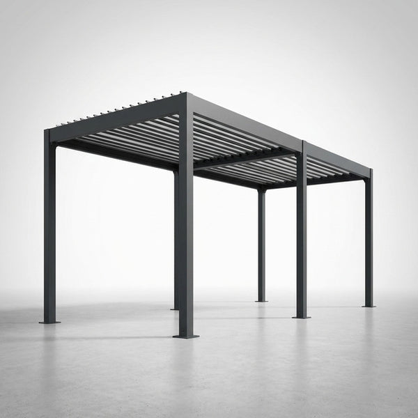 All-Aluminum Louvered Pergola 12 Ft X 20 Ft, Outdoor Pergola with Adjustable Louvered Roof, Reinforced Aluminum Frame, Integrated Drainage System, Hardtop Gazebo for Patio, Deck, Gray — Studio Shot