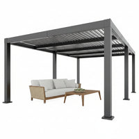 All-Aluminum Louvered Pergola 12 Ft X 20 Ft, Outdoor Pergola with Adjustable Louvered Roof, Reinforced Aluminum Frame, Integrated Drainage System, Hardtop Gazebo for Patio, Deck, Gray