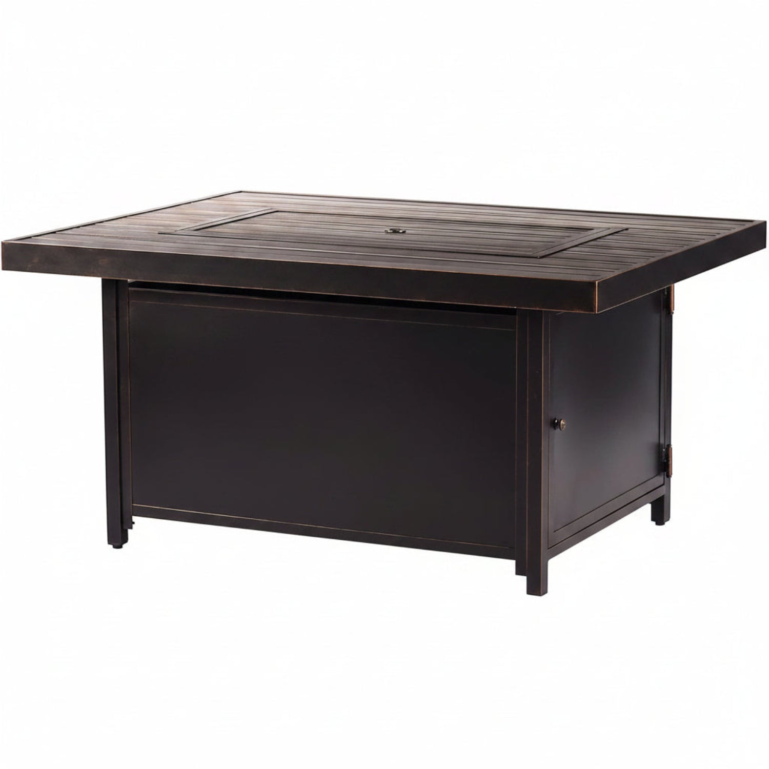 Rectangular 48 In. X 36 In. Aluminum Propane Fire Pit Table, Glass Beads, Two Covers, Lid, 57,000 Btus in Copper Finish Black