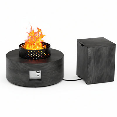 30" Outdoor Propane Fire Pit Table Firepit Table for outside Patio | 50,000 BTU round Outdoor Fireplace W Wind Guard, 2-In-1 Gas Firepits for Backyard, Dark Gray Wood Grain Fire Table