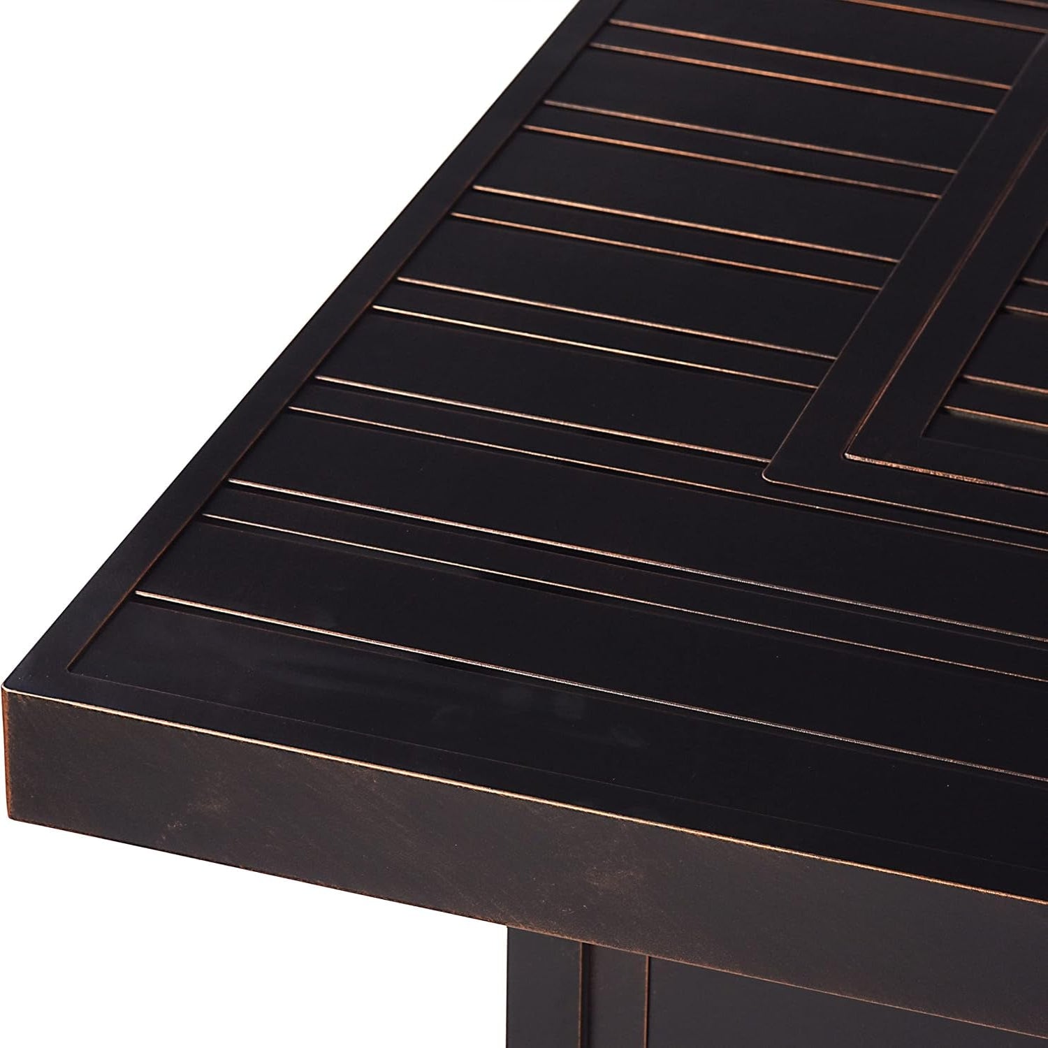 Rectangular 48 In. X 36 In. Aluminum Propane Fire Pit Table, Glass Beads, Two Covers, Lid, 57,000 Btus in Copper Finish Black