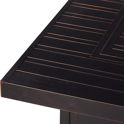Rectangular 48 In. X 36 In. Aluminum Propane Fire Pit Table, Glass Beads, Two Covers, Lid, 57,000 Btus in Copper Finish Black