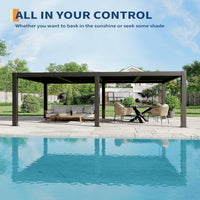All-Aluminum Louvered Pergola 12 Ft X 20 Ft, Outdoor Pergola with Adjustable Louvered Roof, Reinforced Aluminum Frame, Integrated Drainage System, Hardtop Gazebo for Patio, Deck, Gray