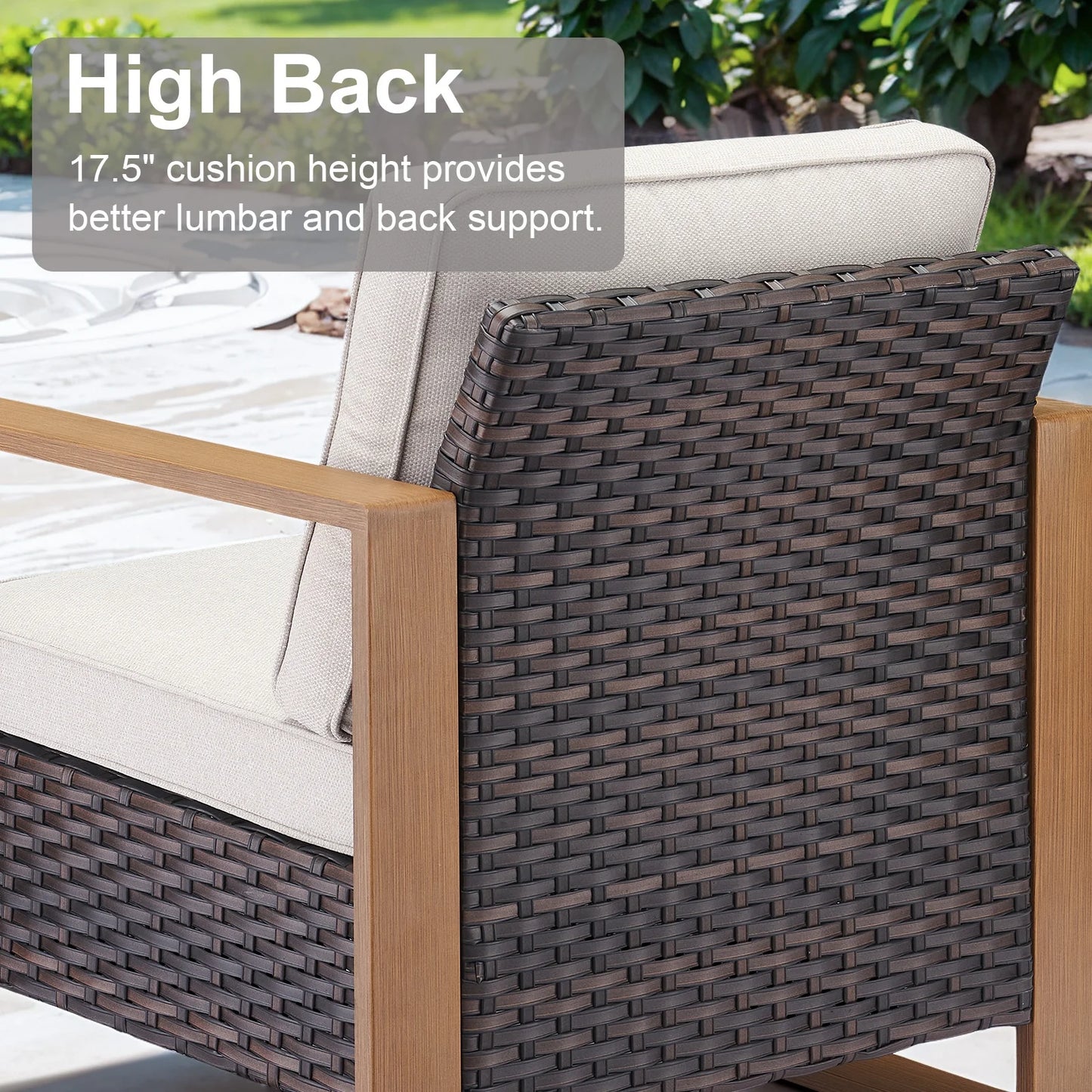 Wicker Patio Furniture Sets,5 Pieces Outdoor Conversation Sets with Swivel Rocker Chairs Sofa and Ottomans for Deck Porch Poolside